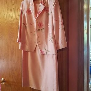 Talbots Pettites pink at-the-knee dress and blazer